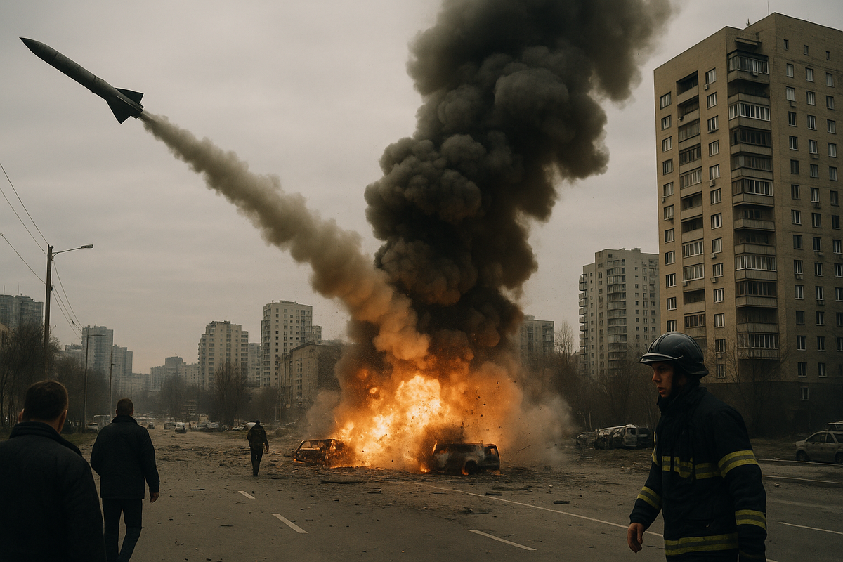 Russian Missile Strikes Target Kyiv, Causing Casualties