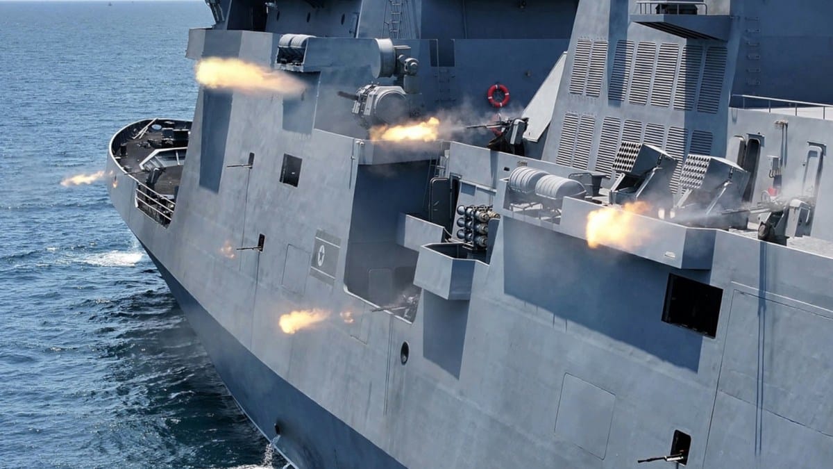 North Korea's Kang Kon Warship Showcases Heavy Armament in Demonstration
