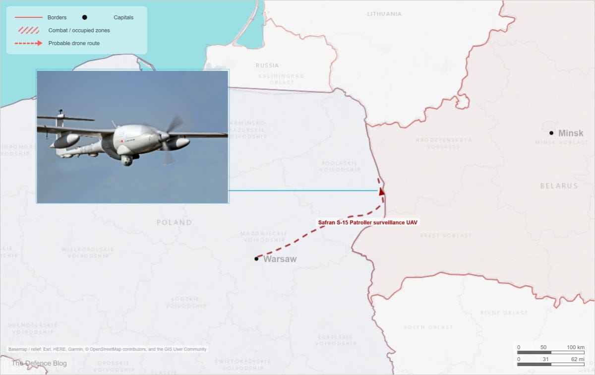 French-built Safran Patroller Drone Flies Over Poland-Belarus Border