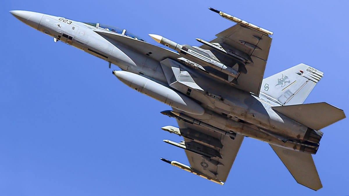 Navy F/A-18 Super Hornet Equipped with AIM-174B and AIM-260 Missiles