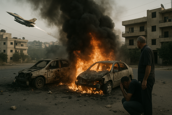 Israeli Airstrikes Target Vehicles South of Beirut, Resulting in Civilian Casualties