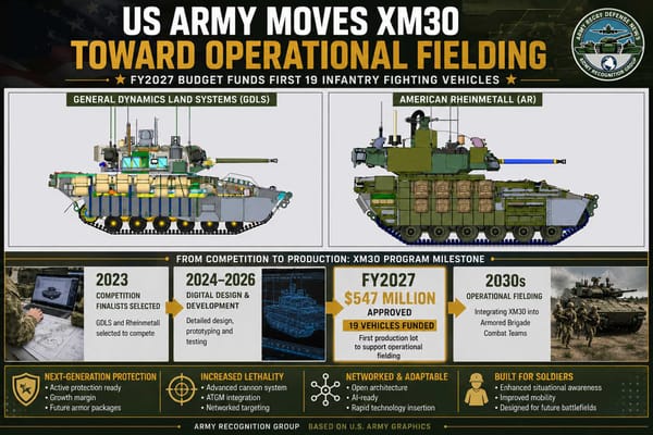 U.S. Army Invests $547 Million in XM30 Infantry Fighting Vehicles to Replace Bradleys