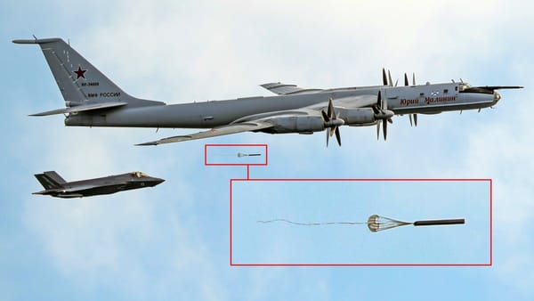 Russian Tu-142 Maritime Patrol Aircraft Engages British Carrier in Submarine Detection Maneuvers